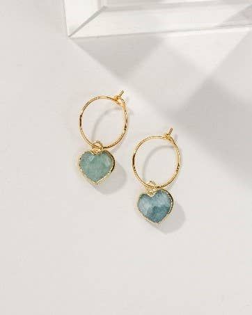 Aquamarine Conversation Heart Mini Hoop Earrings