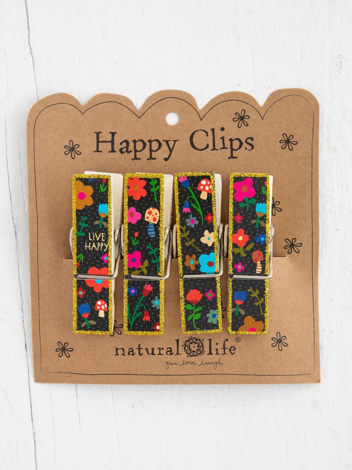 Bag Clips, Set of 4- Live Happy Floral