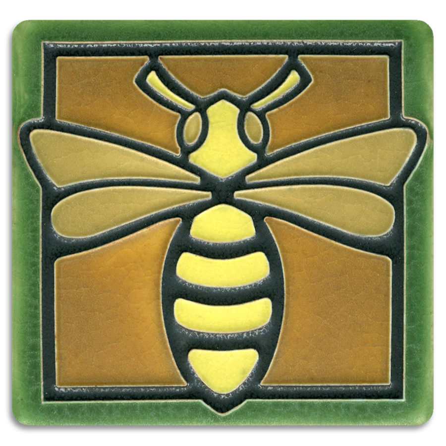 Bee Art Tile- 4x4 Green