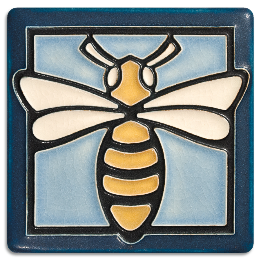Bee Art Tile- 4x4 Light Blue
