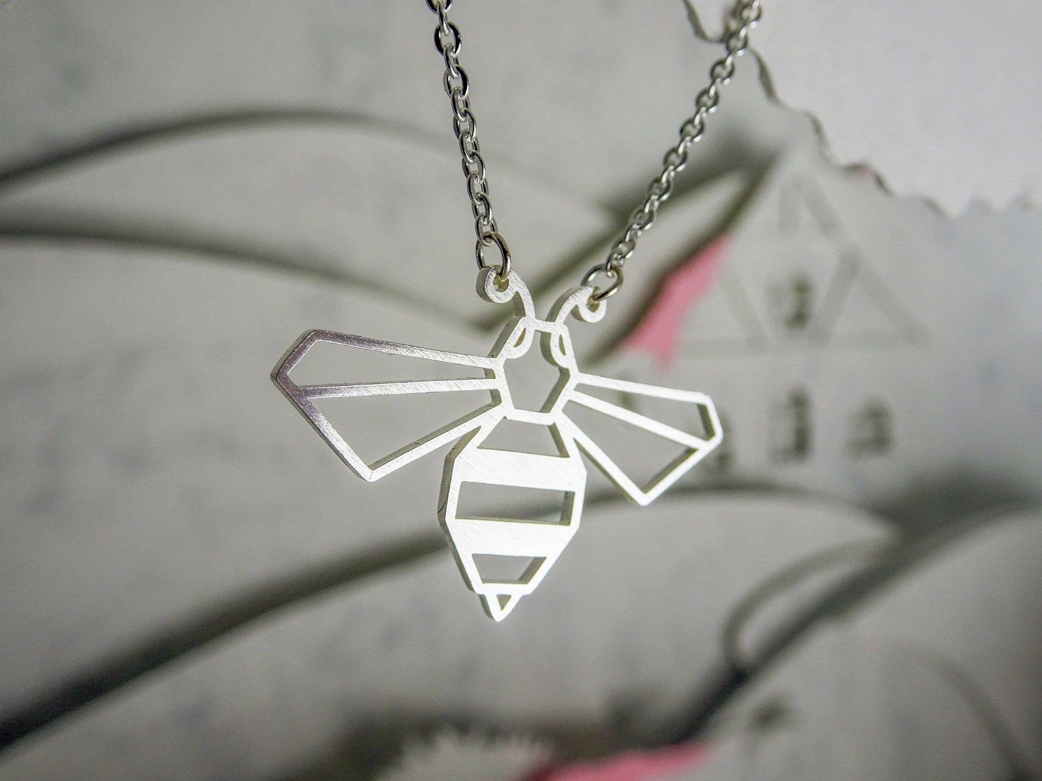 Bee Silver Origami Necklace
