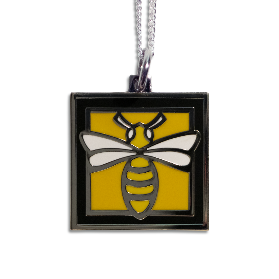 Bee Pendant Necklace- Black Border