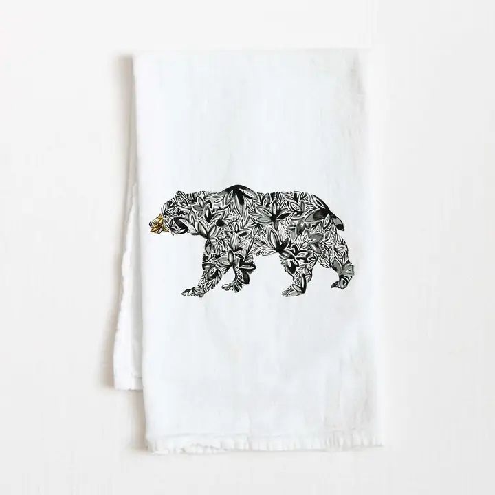 Black Bear Flour Sack Tea Towel