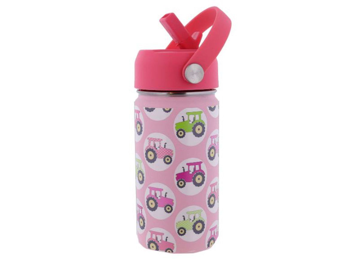 Big Pink Tractor 12oz. Bottle with Straw Cap