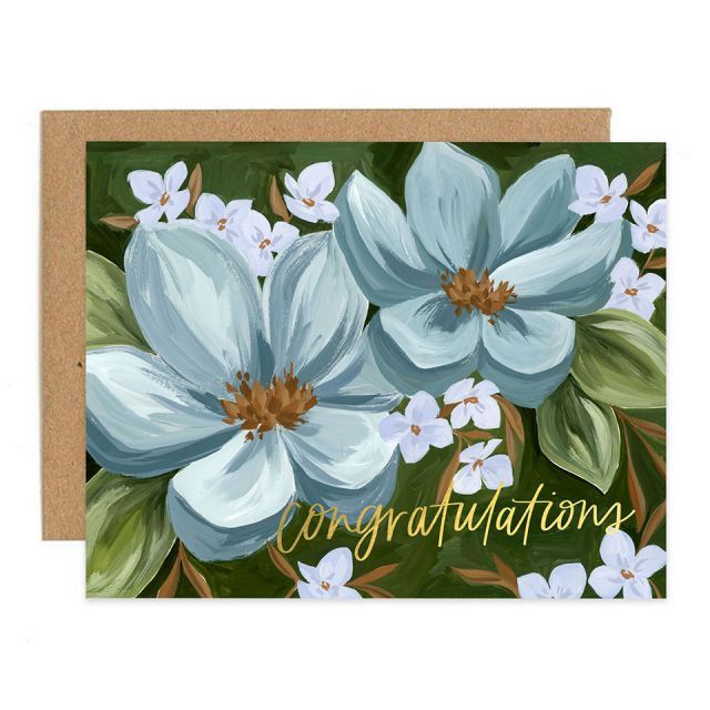 Blue Floral Congrats Card
