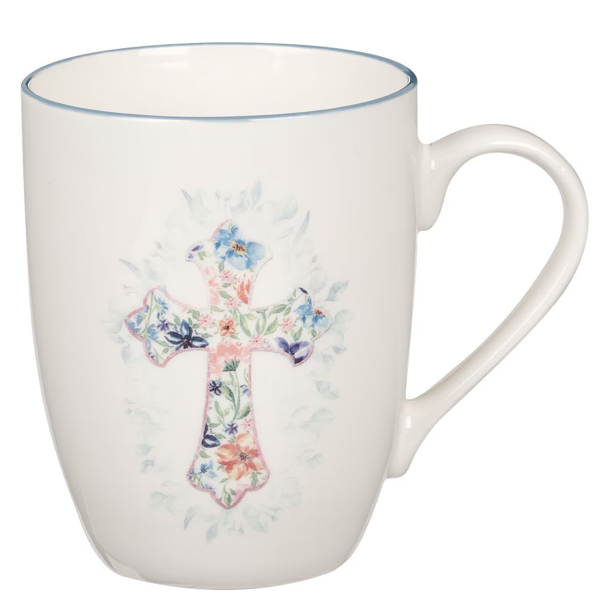 Blue Floral Cross Mug