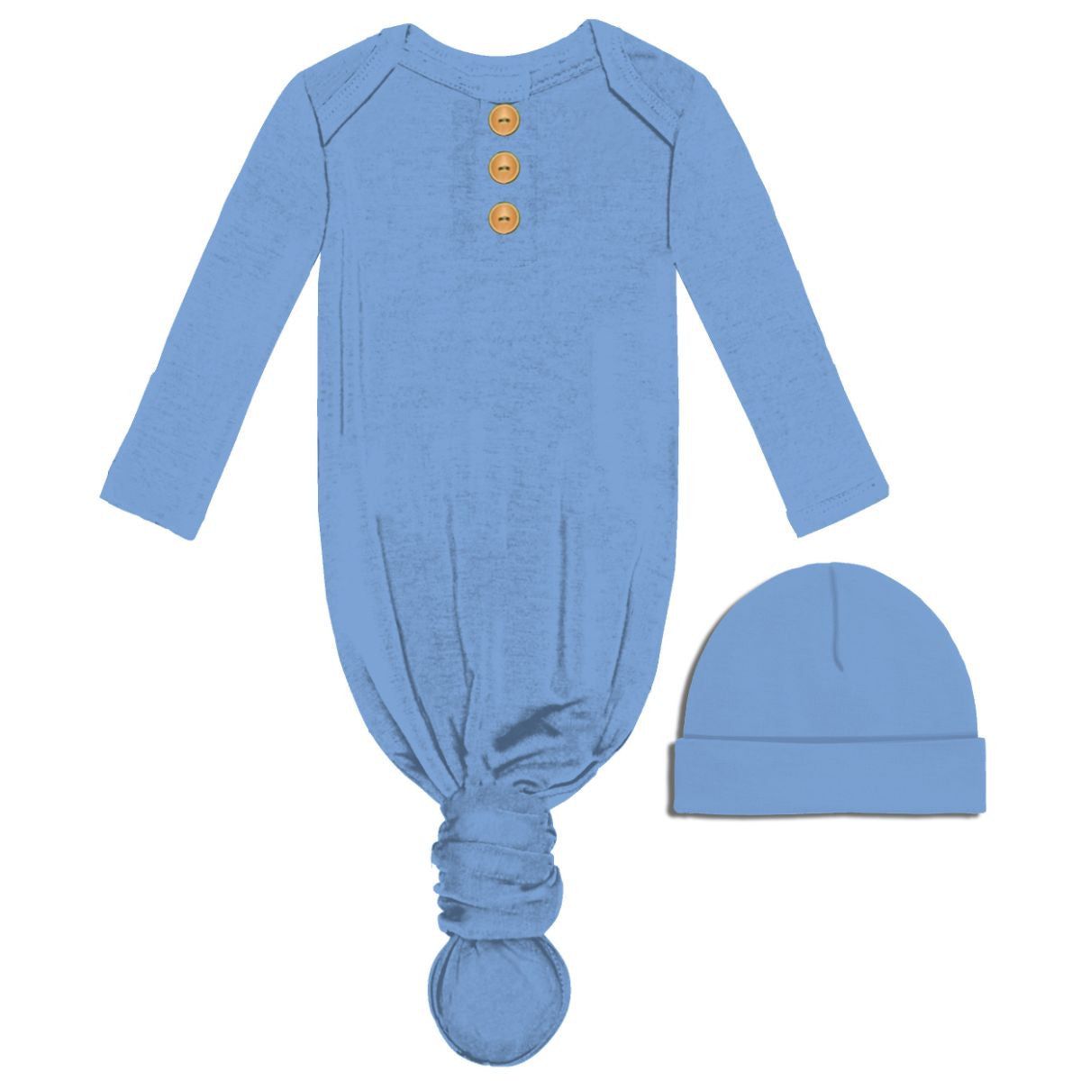 Blue Infant Gown and Beanie Set