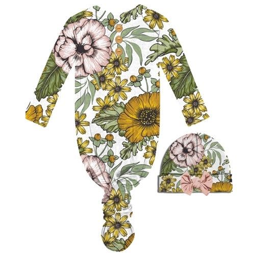Blossom Infant Gown and Beanie Set