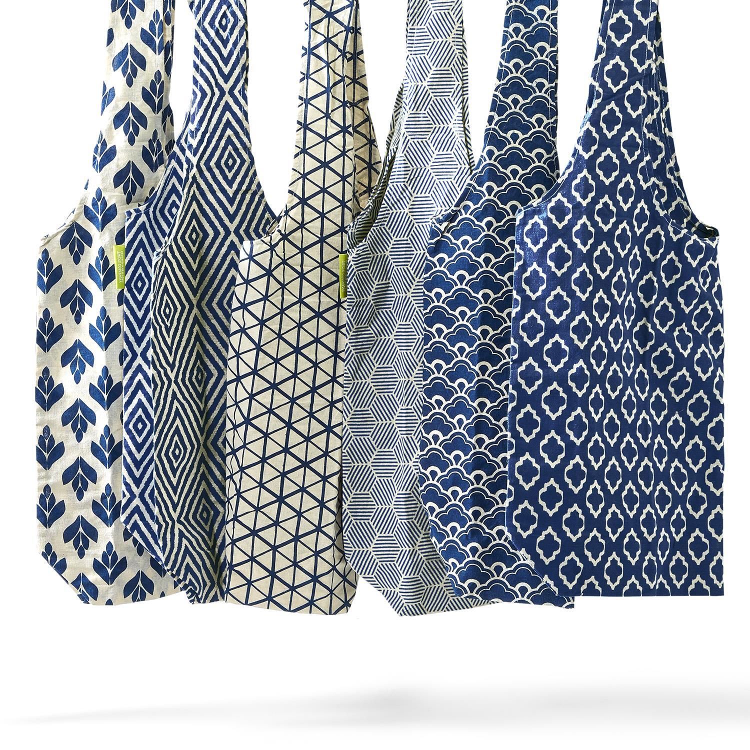Chinoiserie Blue &amp; White Reusable Market Bag