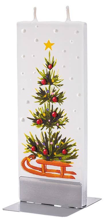 Christmas Tree On A Sled- Flat Handmade Candle