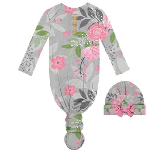 Camelia Infant Gown and Beanie Set