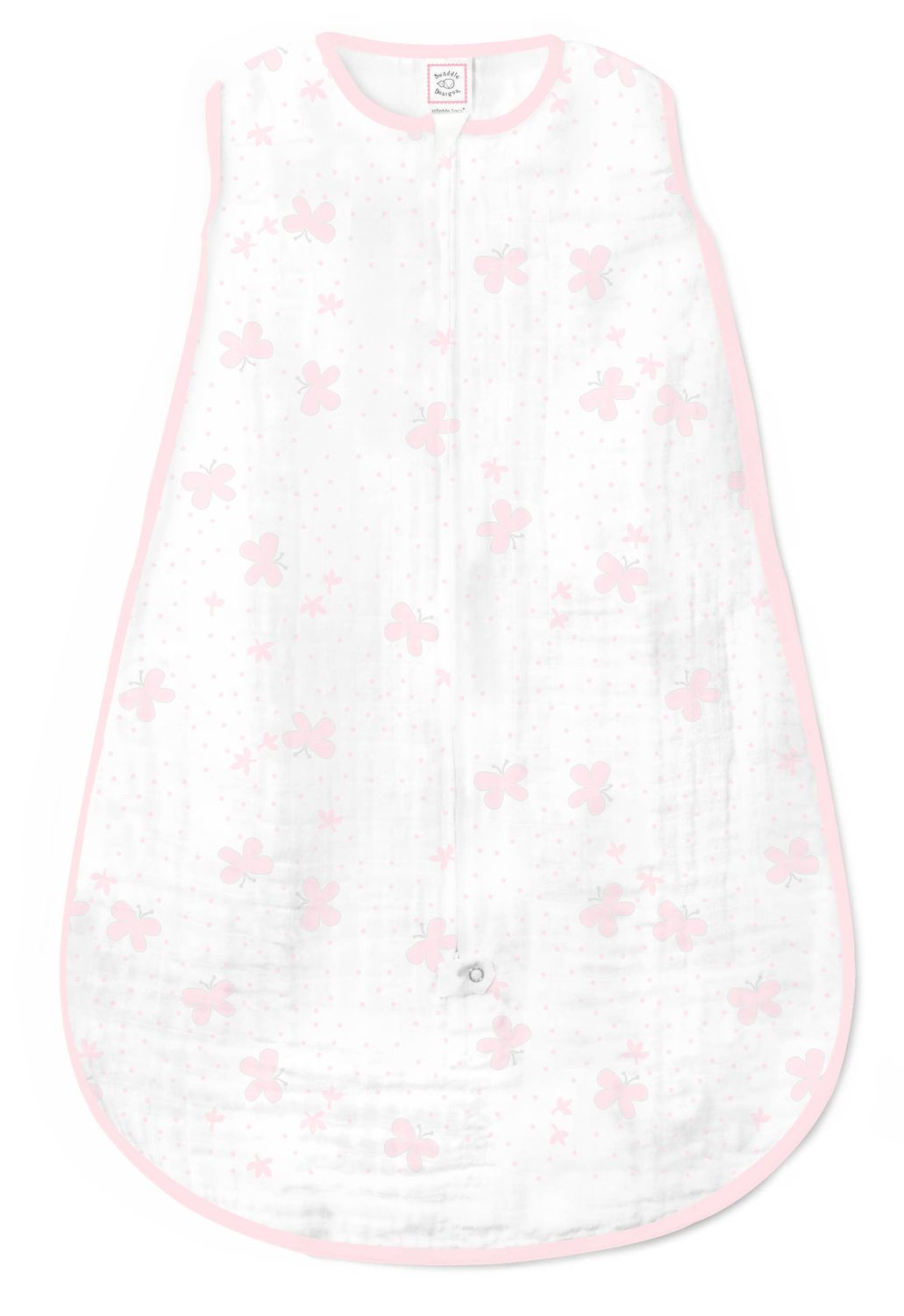 Butterflies, Pastel Pink, Muslin zzZipMe Sack, 2-Way Zip