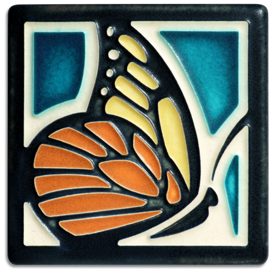 Butterfly Art Tile- 4x4 Turquoise