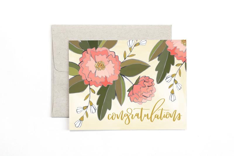 Congrats Peonies- Greeting Card