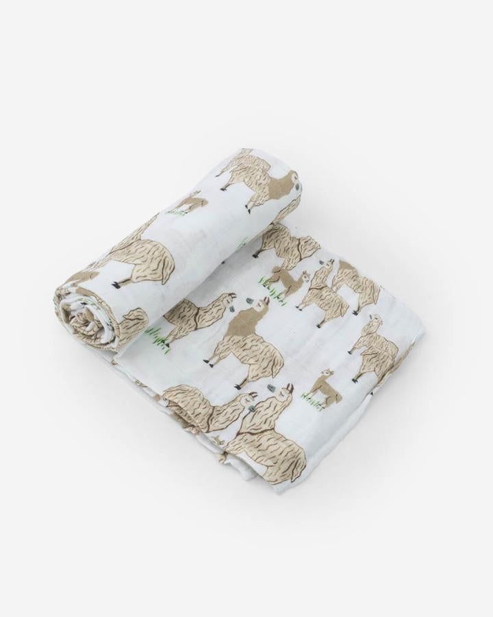Cotton Muslin Swaddle Blanket-Llama Llama