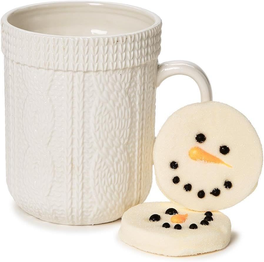 Cable Knit Mug with Snowman Marshmallow Toppers