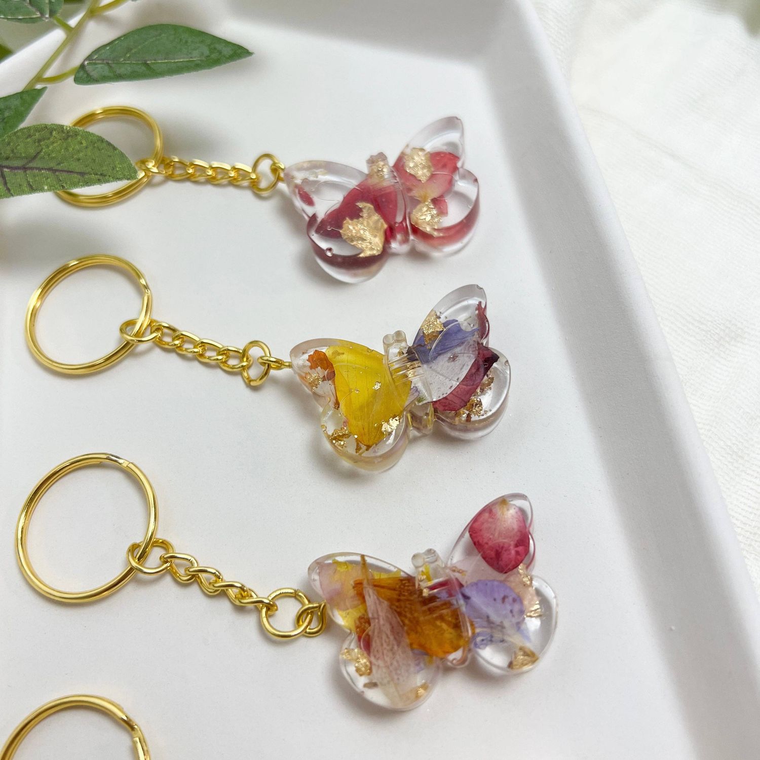 Butterfly Flower Petal Keychain