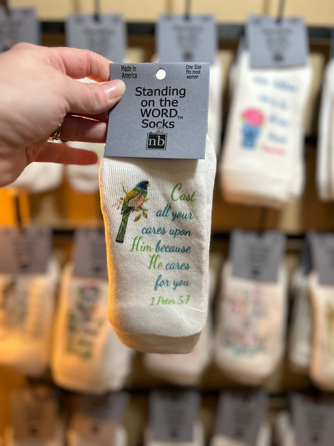 Cast all your cares upon Him becuase He cares for you- Socks