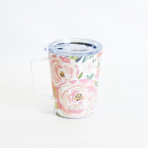 Caus Coming Up Roses Stainless Steel Coffee Tumbler with Handle
