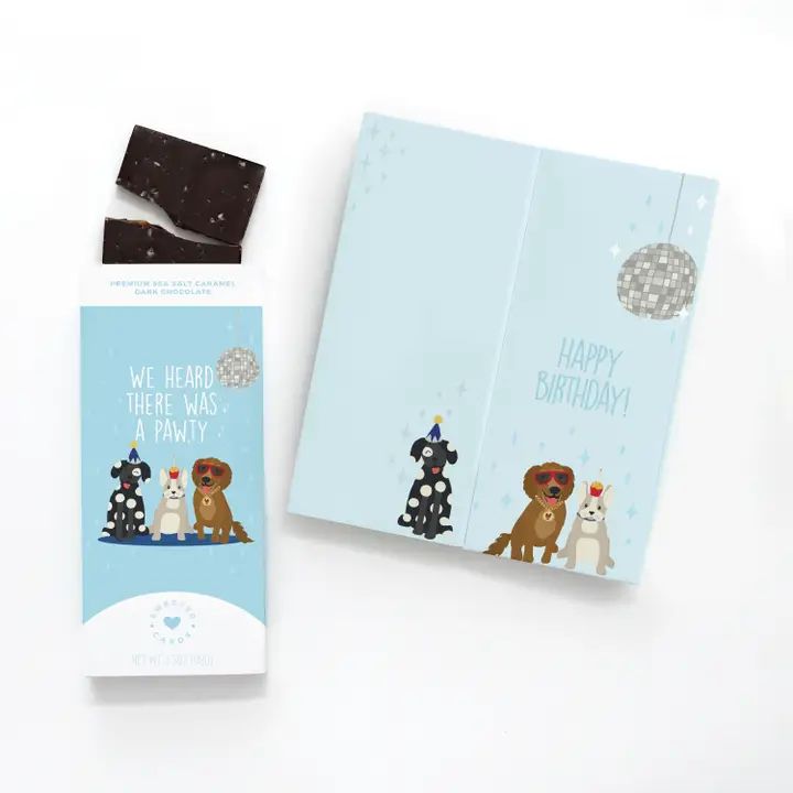 Chocolate Bar with Greeting Card - Heard There was a Pawty