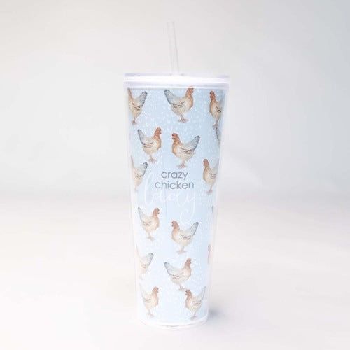 Crazy Chicken Lady Straw Tumbler