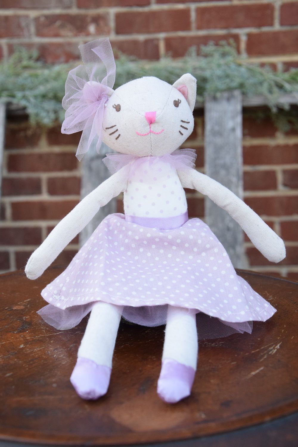 Dancing Ballerina Cat in Purple Polka Dots
