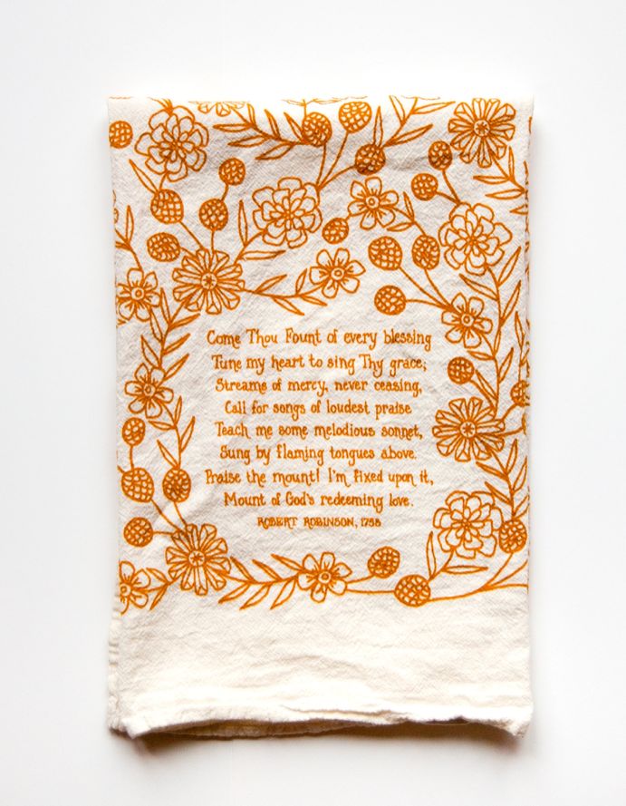 Come Thou Fount- hymn tea towel