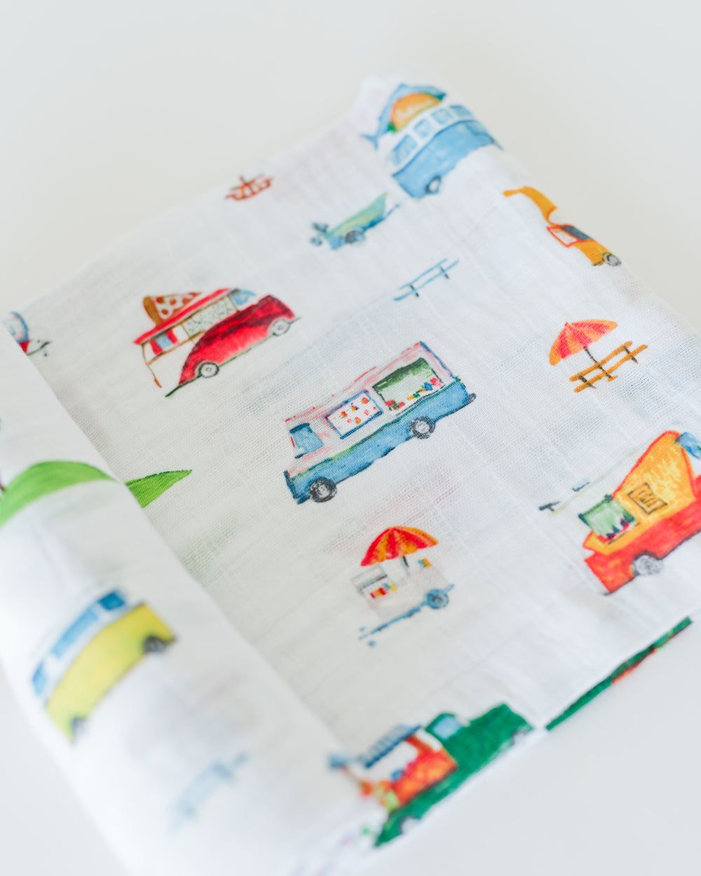 Cotton Muslin Swaddle Blanket- Food Truck