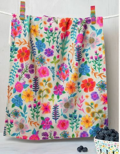 Cotton Dish Towel - Rainbow Garden