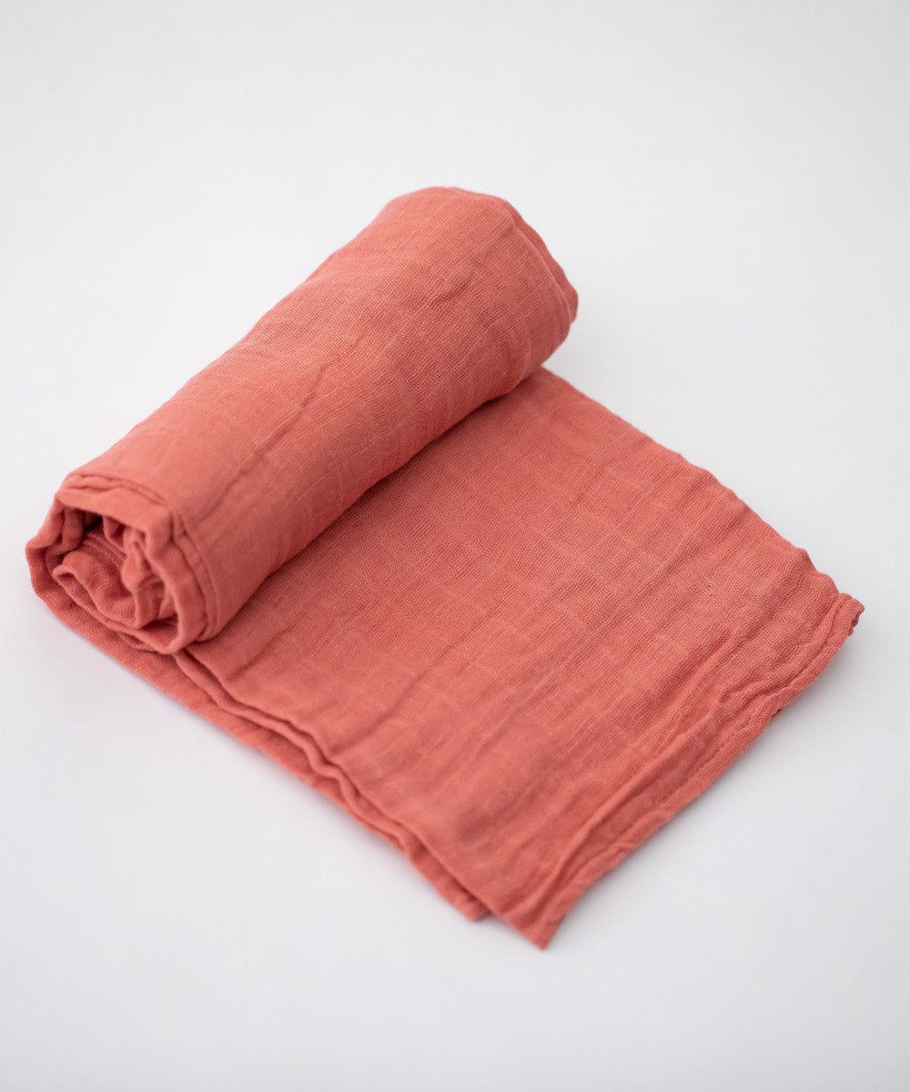 Cotton Muslin Swaddle Blanket- Dusty Rose