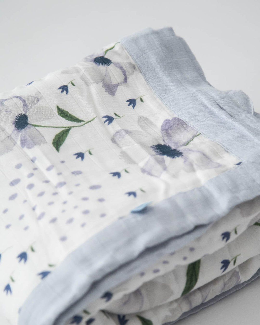 Deluxe Muslin Baby Quilt - Blue Wild Flower