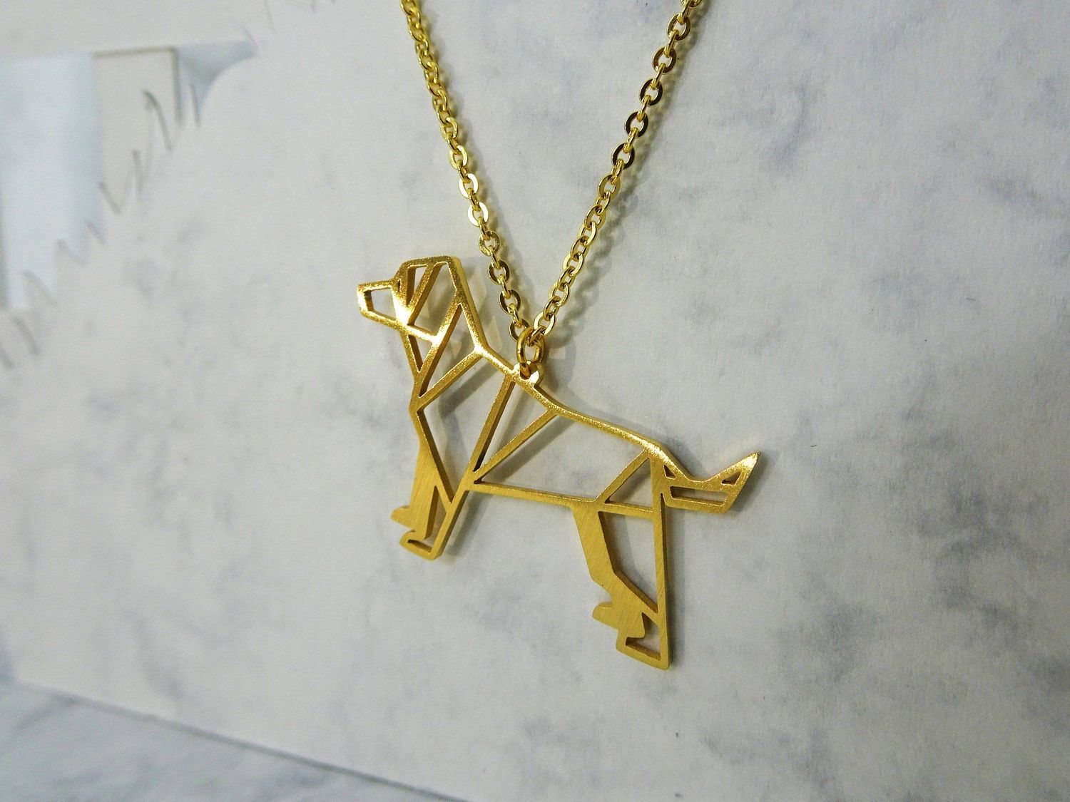Dog Gold Origami Necklace