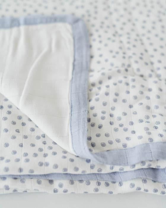 Deluxe Muslin Baby Quilt - Periwinkle Polka Dot