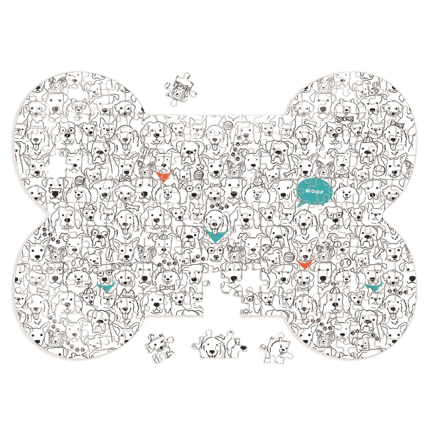 Dog Crew Bone-Shaped Jigsaw Puzzle