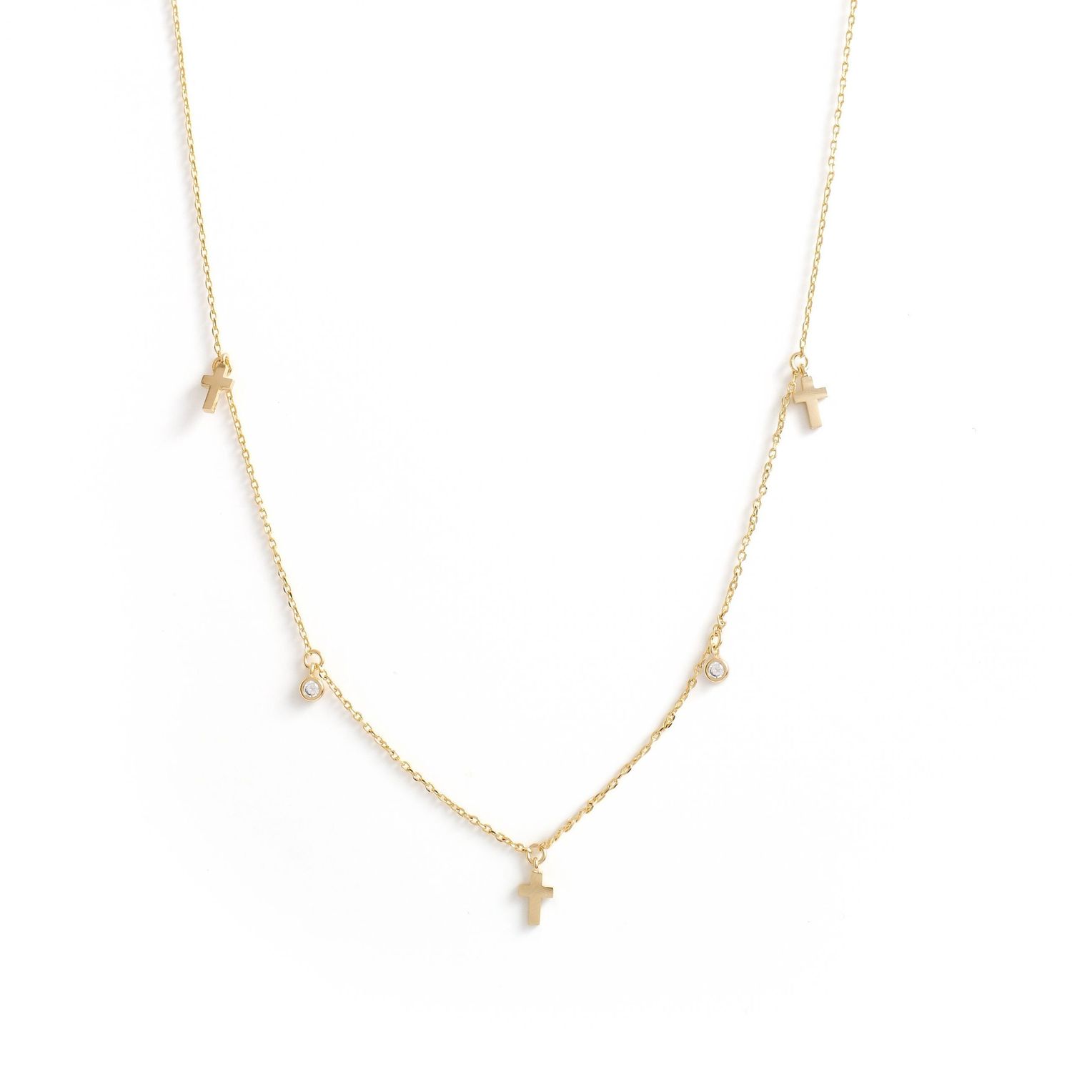 Delicate Mini Cross Necklace - Gold