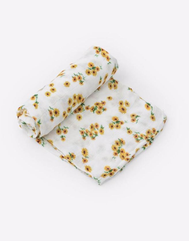 Deluxe Muslin Swaddle Blanket -Ditsy Sunflower