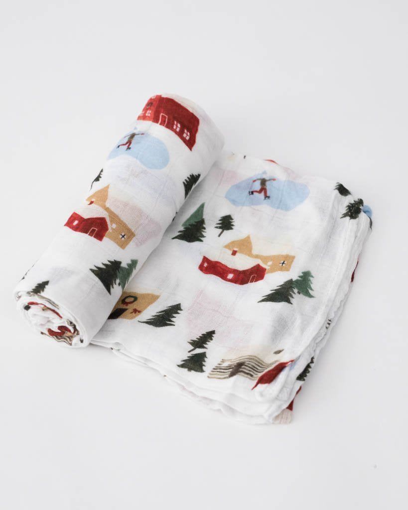 Deluxe Muslin Swaddle Blanket- Winter Village