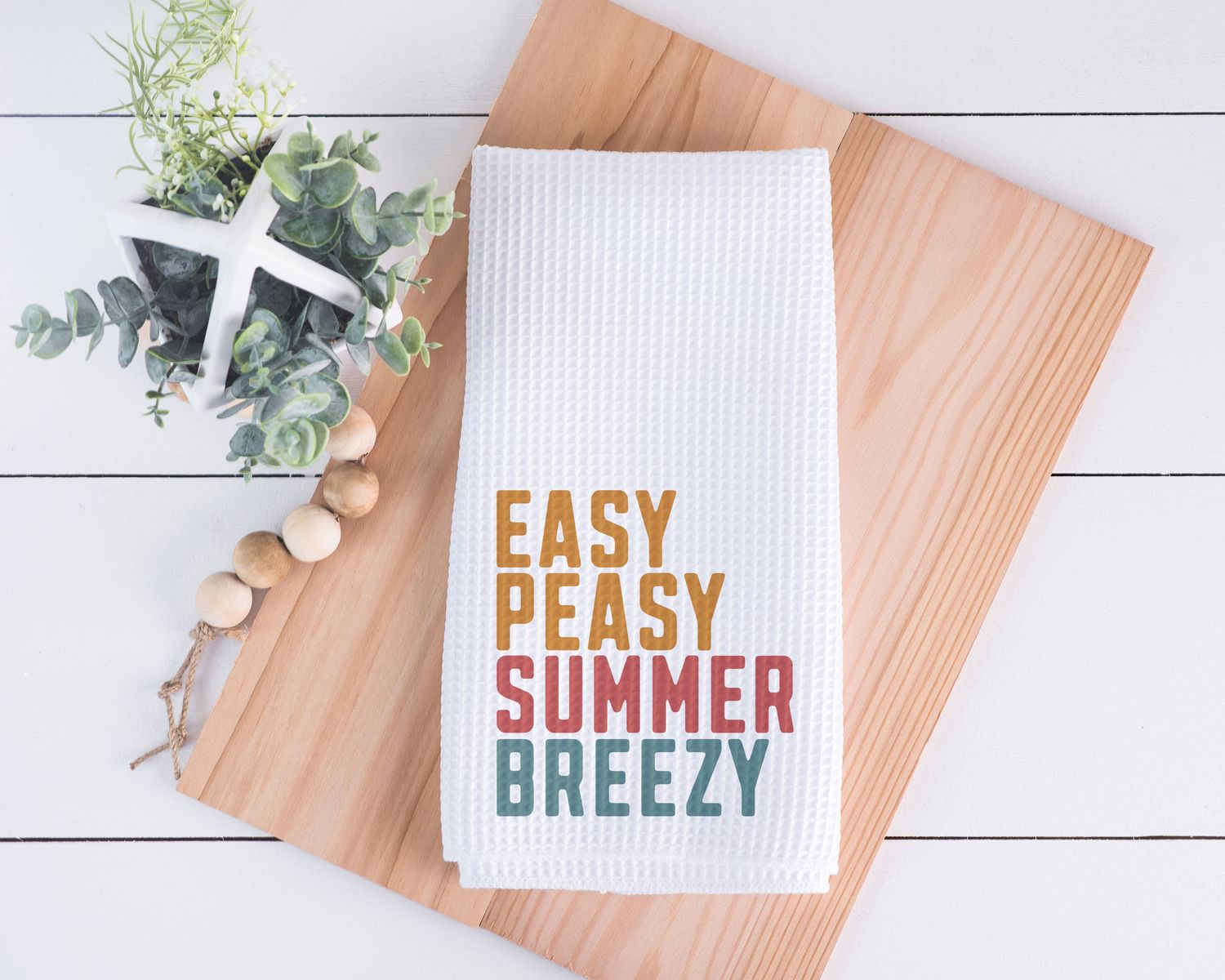 Easy Peasy Summer Breezy Waffle Towel Easter, Summer