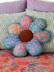 Folk Flower Whimsy Patchwork Pillow