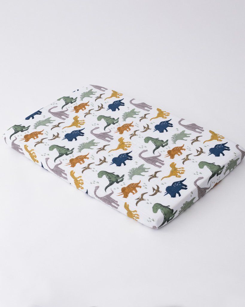 Dino Friends Cotton Percale Crib Sheet