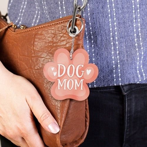Dog Mom Acrylic Paw Print Keychain