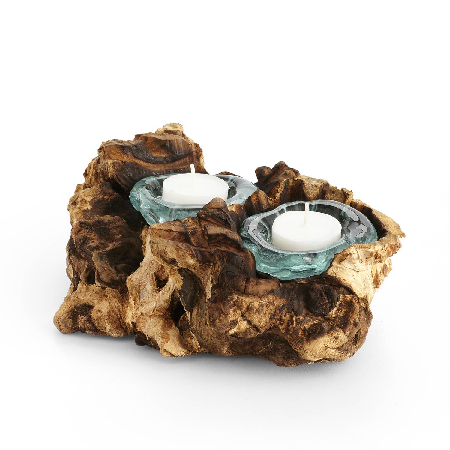 Double Molten Glass Candle Holder