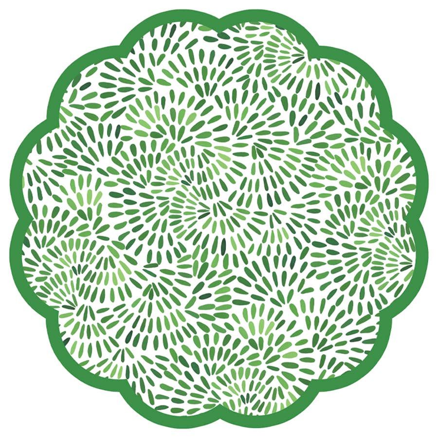 Emerald Maze Scalloped Paper Placemat