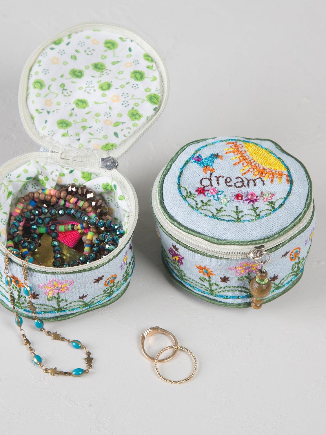 Embroidered Jewelry Case- Dream