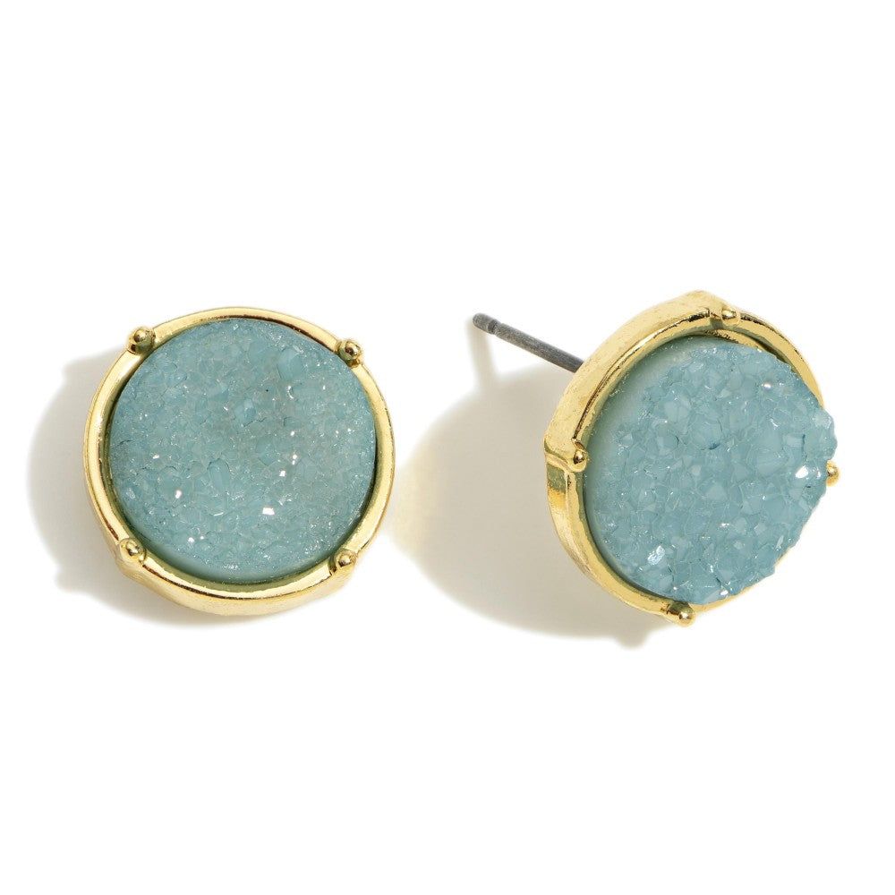 Druzy Stud Earrings in Teal