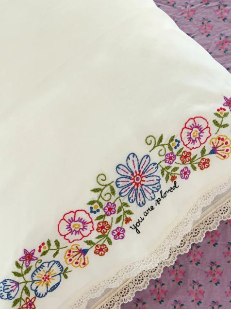 Embroidered Cotton Giving Pillowcase - You are So Loved