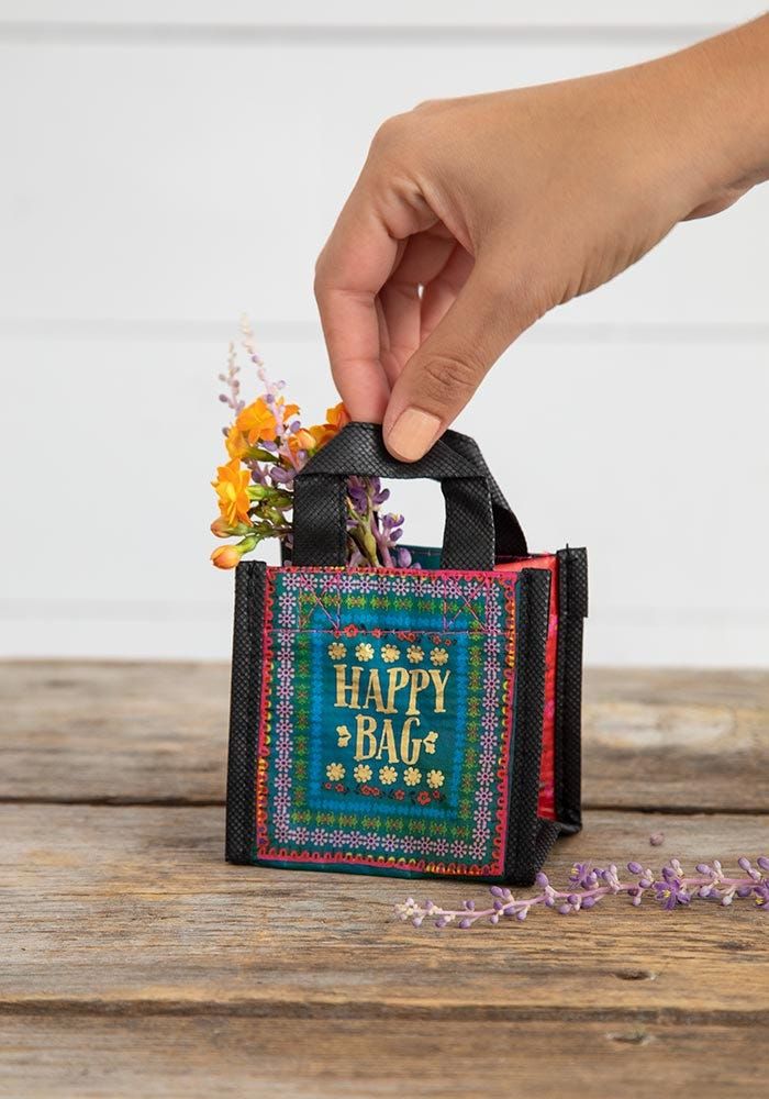 Extra Small Teal Pink Borders Happy Bag™