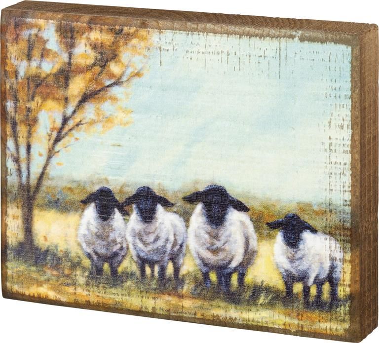 Fall Sheep Block Sign
