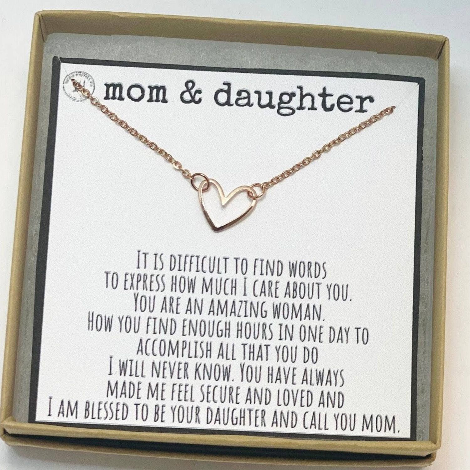 For mom, Mother Day gift, To my mom, Mom gift from daughter, Mom jewelry gift, Mother&amp;#39;s Day surprise, Card with gift, Mothers necklace: Gold