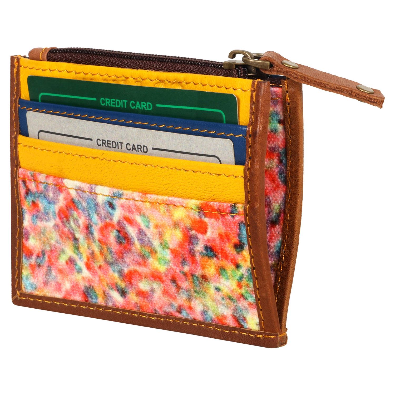 Flora Card Case - Upcycled Genuine Leather